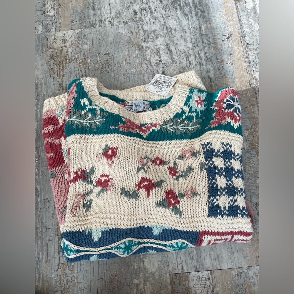 SOLD NWT Crystal-Kobe Vintage Handmade Knit Sweater - Picture 5 of 7
